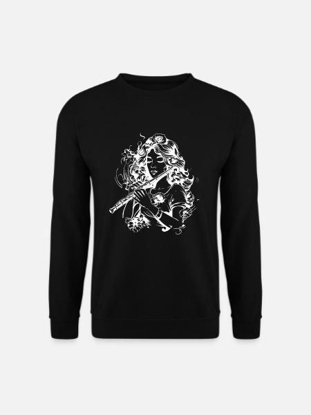 Flûte Fille Dessin - Sweat-shirt Unisexe - noir