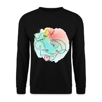 Mère, père, bébé - motif familial coloré - Sweat-shirt Unisexe - noir - Devant - Alina (178cm) & Michal (187cm)