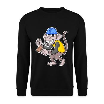 Baustelle Affe lustig Handwerker - Unisex Pullover - Schwarz - Vorne - Alina (178cm) & Michal (187cm)