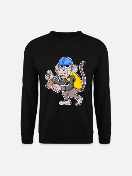 Construction Site Monkey Funny Craftsman - Unisex Sweatshirt - black