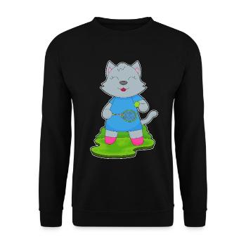 Cat Tennis Tennis Racket - Unisex Sweatshirt - black - Front - Alina (178cm) & Michal (187cm)