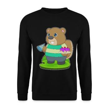 Gâteau d’anniversaire au castor - Sweat-shirt Unisexe - noir - Devant - Alina (178cm) & Michal (187cm)