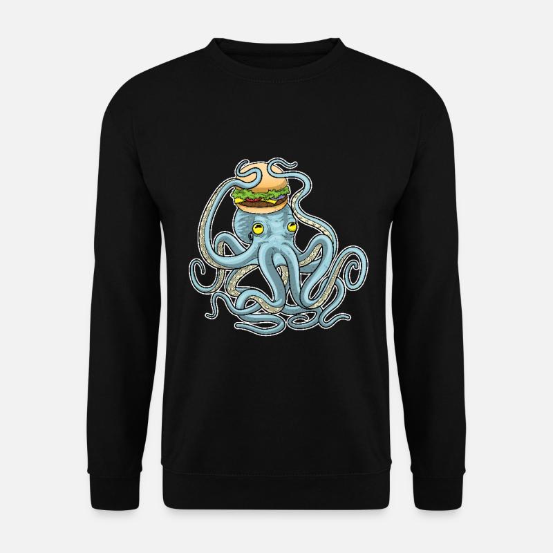 Krake Cheeseburger - Unisex Pullover - Schwarz