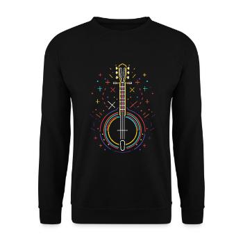 Dessin au trait de banjo - Sweat-shirt Unisexe - noir - Devant - Alina (178cm) & Michal (187cm)