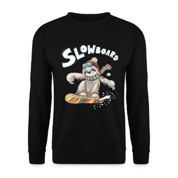 Sloth Snowboard Pun Slowboard Humor Winter Sports - Unisex Sweatshirt - black - Front - Alina (178cm) & Michal (187cm)