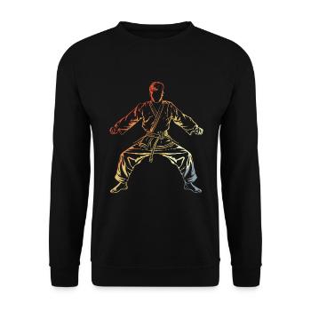 Karate Junge Skizze Vintage - Unisex Pullover - Schwarz - Vorne - Alina (178cm) & Michal (187cm)