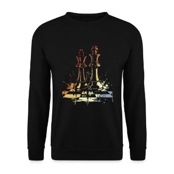 Vintage Schach - Unisex Pullover - Schwarz - Vorne - Alina (178cm) & Michal (187cm)