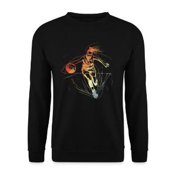 Retro Basketballerin Line Art - Unisex Pullover - Schwarz - Vorne - Alina (178cm) & Michal (187cm)