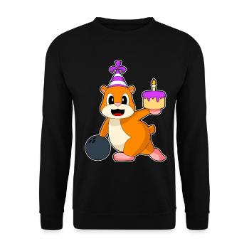 Hamster Birthday Bowling - Unisex Sweatshirt - black - Front - Alina (178cm) & Michal (187cm)