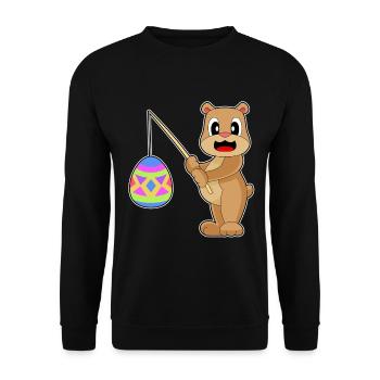Bär Ostern Angeln - Unisex Pullover - Schwarz - Vorne - Alina (178cm) & Michal (187cm)