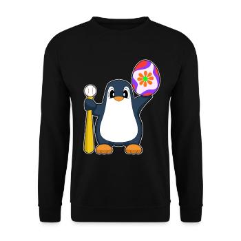Pinguin Ostern Baseball - Unisex Pullover - Schwarz - Vorne - Alina (178cm) & Michal (187cm)