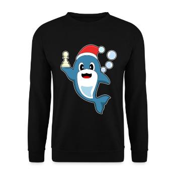 Dolphin Christmas Chess - Unisex Sweatshirt - black - Front - Alina (178cm) & Michal (187cm)