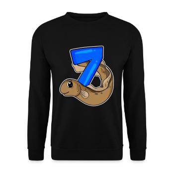 Motif 7ème anniversaire Anguille - 7 ans - Sweat-shirt Unisexe - noir - Devant - Alina (178cm) & Michal (187cm)