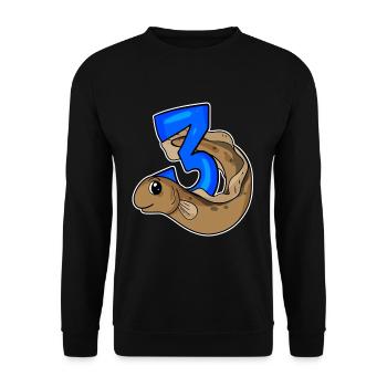 Trois 3 - Numéro 3 - Numéro 3 Poisson d’anniversaire - Sweat-shirt Unisexe - noir - Devant - Alina (178cm) & Michal (187cm)