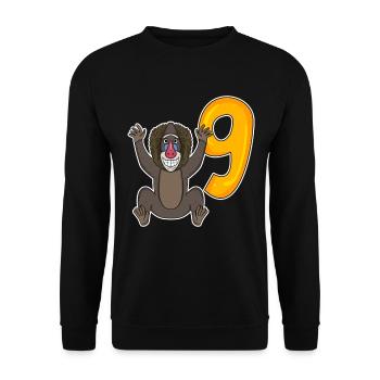 9. Geburtstag Motiv Affe - 9 Jahre - Unisex Pullover - Schwarz - Vorne - Alina (178cm) & Michal (187cm)