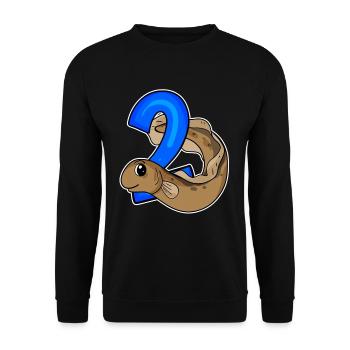 2 Birthday Motif Fish - Two Years Old - Unisex Sweatshirt - black - Front - Alina (178cm) & Michal (187cm)