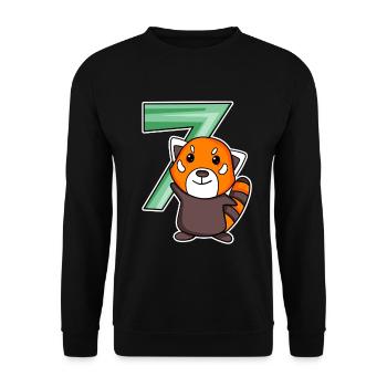 7th Birthday Motif Western Little Panda - Unisex Sweatshirt - black - Front - Alina (178cm) & Michal (187cm)