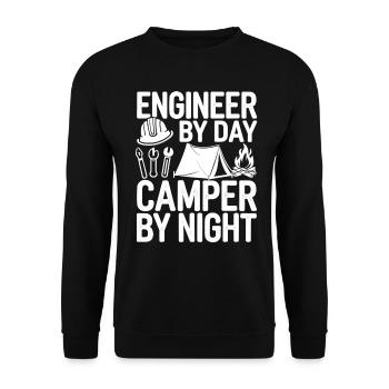 Funny Engineer by Day Camper by Night Engineering - Unisex Sweatshirt - black - Front - Alina (178cm) & Michal (187cm)