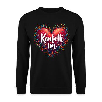 Konfetti im Herzen - Karnevals Party Geschenk - Unisex Pullover - Schwarz - Vorne - Alina (178cm) & Michal (187cm)
