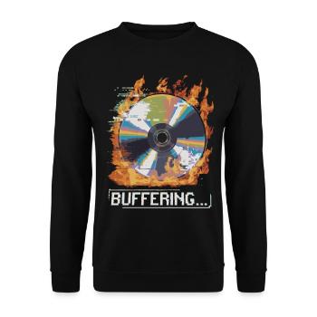 Pufferung... Flamingo Glitched CD Retro Design - Unisex Pullover - Schwarz - Vorne - Alina (178cm) & Michal (187cm)