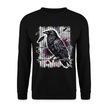Rabe auf Stacheldraht - Gothic Dark Art - Unisex Pullover - Schwarz - Vorne - Alina (178cm) & Michal (187cm)