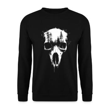 Deer Skull Forest Exposure Gothic Surreal Graphic - Unisex Sweatshirt - black - Front - Alina (178cm) & Michal (187cm)