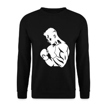Boxer Zeichnung - Unisex Pullover - Schwarz - Vorne - Alina (178cm) & Michal (187cm)