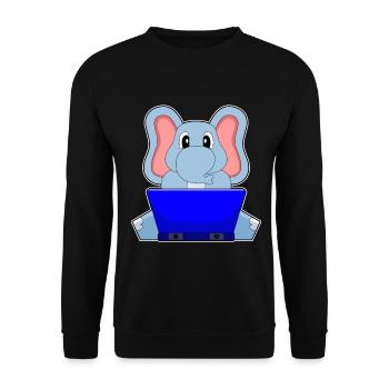 Elephant Laptop - Unisex Sweatshirt - black - Front - Alina (178cm) & Michal (187cm)
