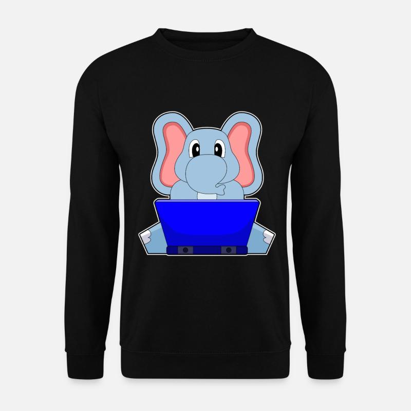 Elefant Laptop - Unisex Pullover - Schwarz