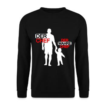 Vater Sohn Partnerlook Vatertag Papa Sohn - Unisex Pullover - Schwarz - Vorne - Alina (178cm) & Michal (187cm)