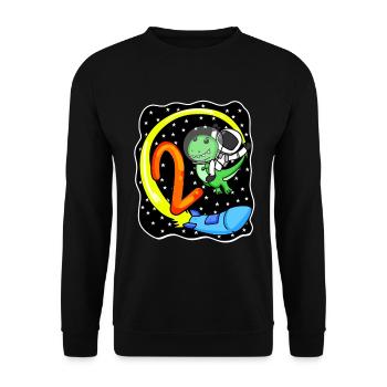 2 Birthday Motif Astronaut - Two Years Old - Unisex Sweatshirt - black - Front - Alina (178cm) & Michal (187cm)