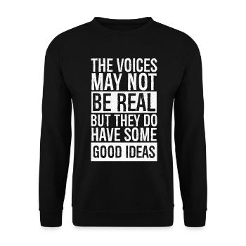 the voices may not be real but they do have some - Unisex Pullover - Schwarz - Vorne - Alina (178cm) & Michal (187cm)