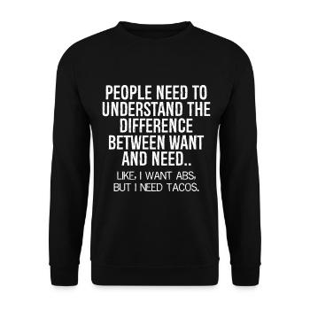 people need to understand the difference between - Unisex Pullover - Schwarz - Vorne - Alina (178cm) & Michal (187cm)