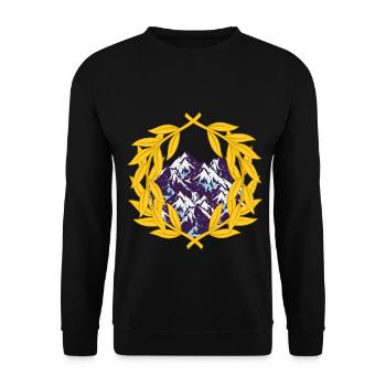 Österreich Bergsport Berg Bergsteiger Lorbeerkranz - Unisex Pullover - Schwarz - Vorne - Alina (178cm) & Michal (187cm)