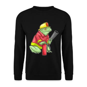 Frog Firefighter Fire Extinguisher Fire Brigade - Unisex Sweatshirt - black - Front - Alina (178cm) & Michal (187cm)