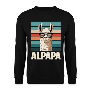 Papa Alpaga Papa Drôle Lama Cadeau de Fête des Pères - Sweat-shirt Unisexe - noir - Devant - Alina (178cm) & Michal (187cm)