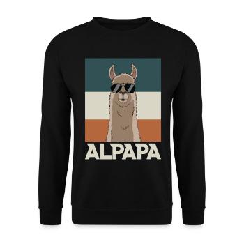 Papa Alpaga Papa Drôle Lama Cadeau de Fête des Pères - Sweat-shirt Unisexe - noir - Devant - Alina (178cm) & Michal (187cm)
