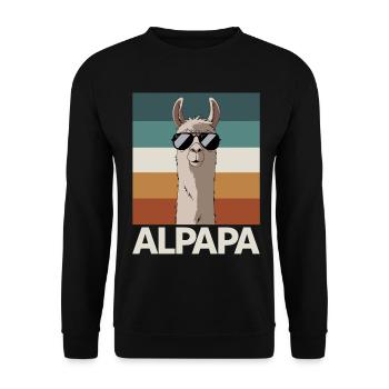 Papa Alpaga Papa Drôle Lama Cadeau de Fête des Pères - Sweat-shirt Unisexe - noir - Devant - Alina (178cm) & Michal (187cm)