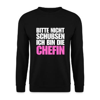 lustiger chefin spruch beste stolze chefin humor - Unisex Pullover - Schwarz - Vorne - Alina (178cm) & Michal (187cm)