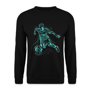 Fußballjunge Zeichnung - Unisex Pullover - Schwarz - Vorne - Alina (178cm) & Michal (187cm)