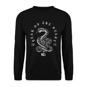 Florale Schlange Kreisförmiges Emblem Jahr der Schlange - Unisex Pullover - Schwarz - Vorne - Alina (178cm) & Michal (187cm)