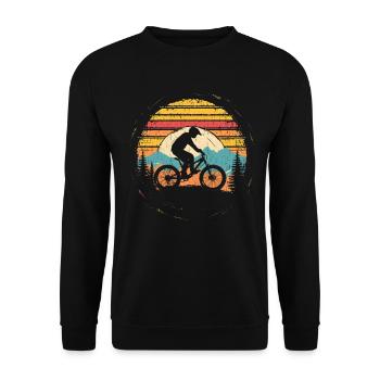 Mountain Bike Cyclist Vintage - Unisex Sweatshirt - black - Front - Alina (178cm) & Michal (187cm)