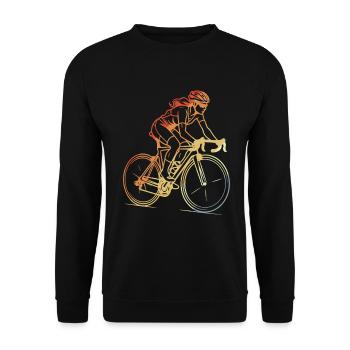 Retro Radfahrerin Line Art - Unisex Pullover - Schwarz - Vorne - Alina (178cm) & Michal (187cm)