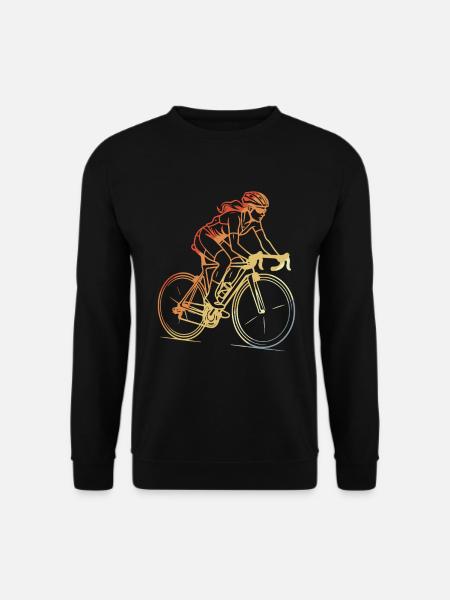 Retro Radfahrerin Line Art - Unisex Pullover - Schwarz