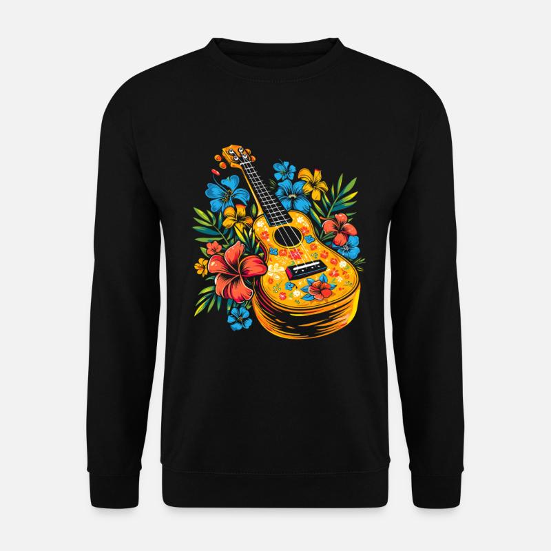 Ukulele Cartoon-Stil - Unisex Pullover - Schwarz