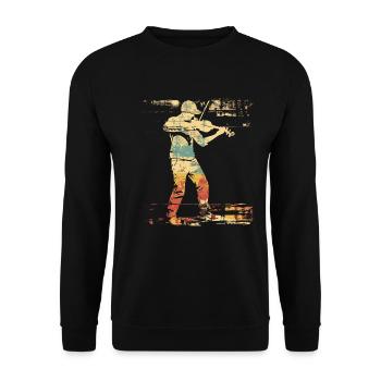Geige Comic-Stil - Unisex Pullover - Schwarz - Vorne - Alina (178cm) & Michal (187cm)