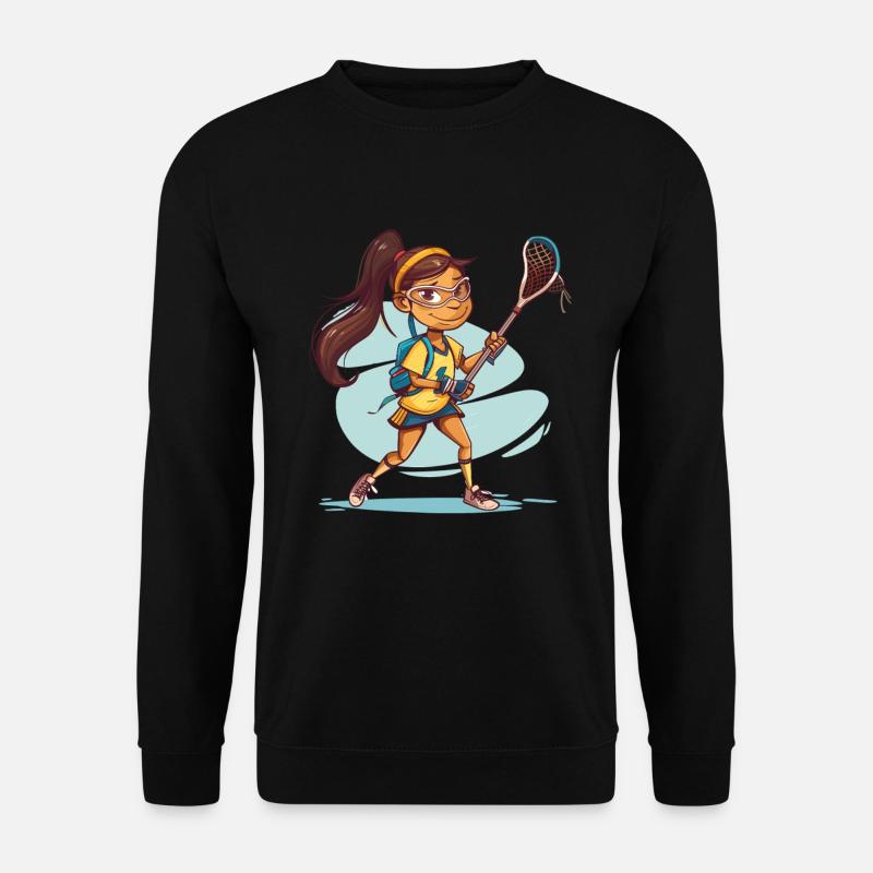 Cartoon Lacrosse Mädchen - Unisex Pullover - Schwarz