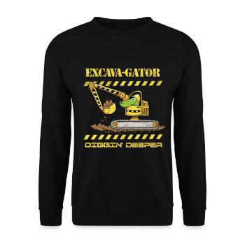 Fun Construction Site Excavator Crocodile Saying Pun - Unisex Sweatshirt - black - Front - Alina (178cm) & Michal (187cm)