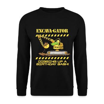 Construction Site Excavator Crocodile Saying Pun - Unisex Sweatshirt - black - Front - Alina (178cm) & Michal (187cm)