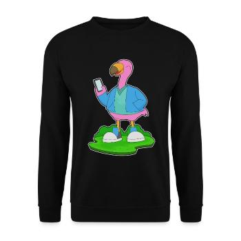 Flamingo Smartphone - Unisex Sweatshirt - black - Front - Alina (178cm) & Michal (187cm)